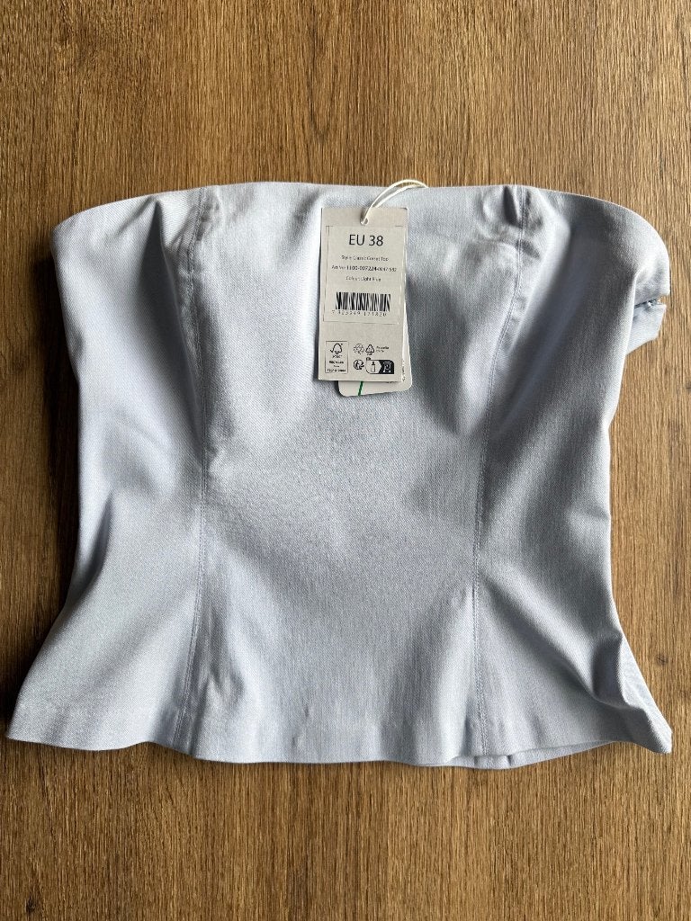 NA-KD lichtblauwe corset top maat 38 (nieuw/kaartje), Maat 38/40 (M), NA-KD, Blauw, Nieuw