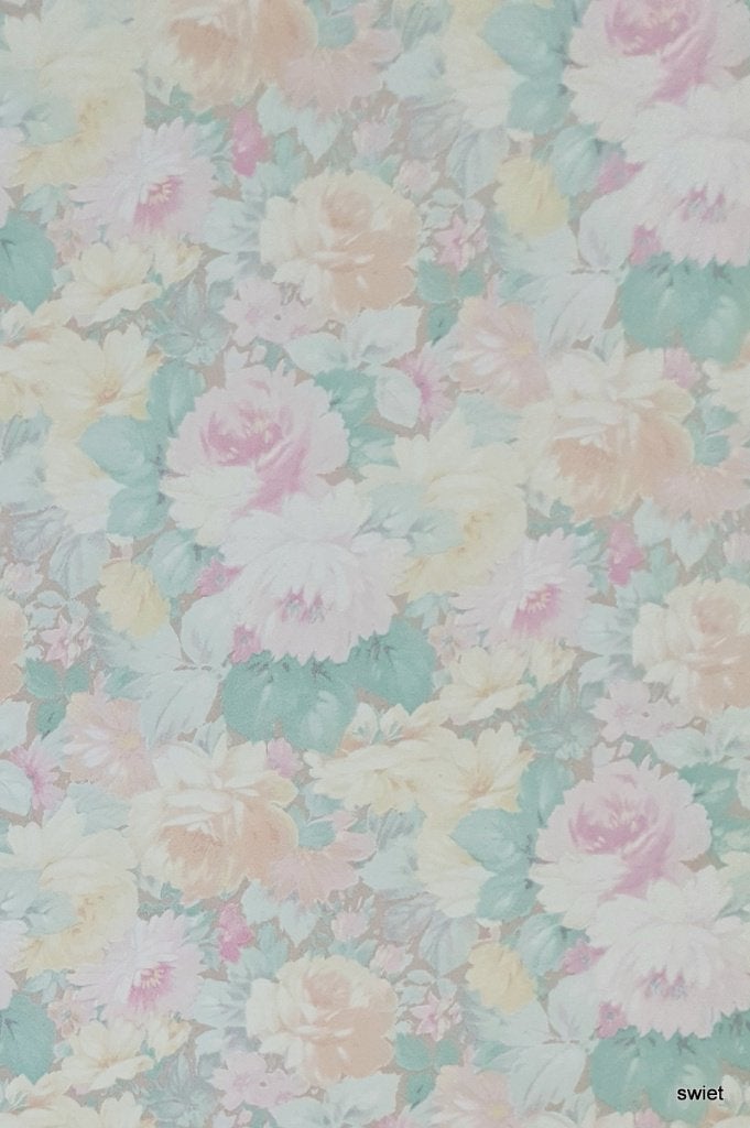 13052 Pastel bloemen behang jaren 90 vinylcoated swiet, Verzenden, Wit