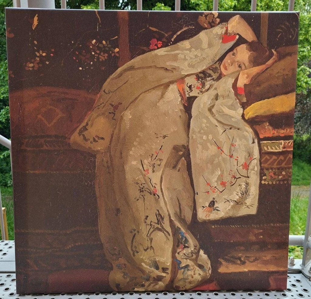 Breitner  Meisje in Witte Kimono 80x80 Japandi interieur, Ophalen of Verzenden, Zo goed als nieuw, Breitner, Techniek