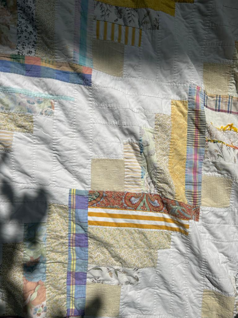 Handgemaakte Patchwork Quilt Deken - Uniek Design, Wit, 150 tot 200 cm, 200 cm of meer, Ophalen of Verzenden