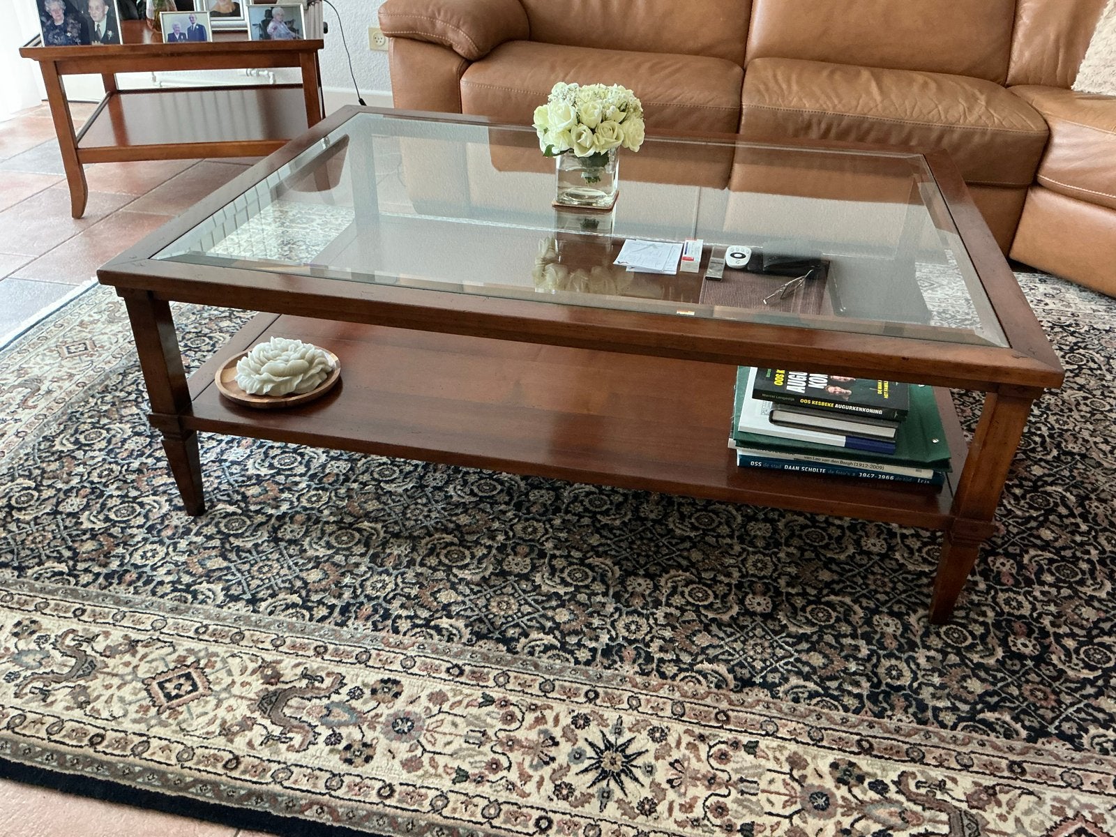Kersenhouten Salontafel en Bijzettafel Set, Huis en Inrichting, Tafels | Salontafels, Ophalen, Gebruikt, 50 tot 100 cm, Kersenhout