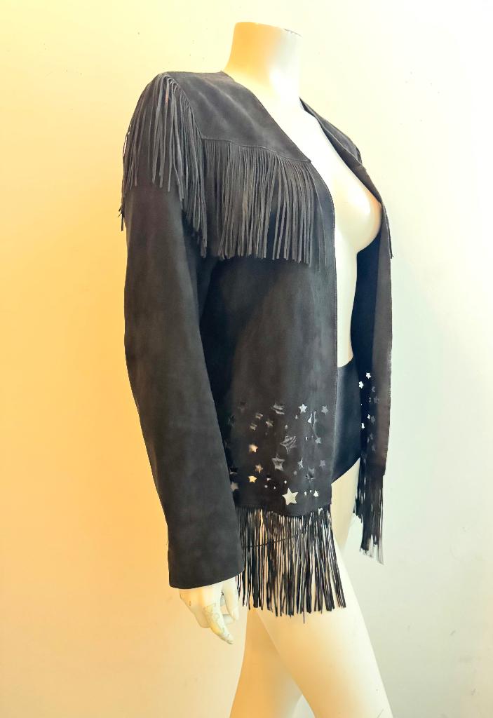 Scotch & Soda leren jasje franje S, Ophalen of Verzenden, Zo goed als nieuw, Zwart