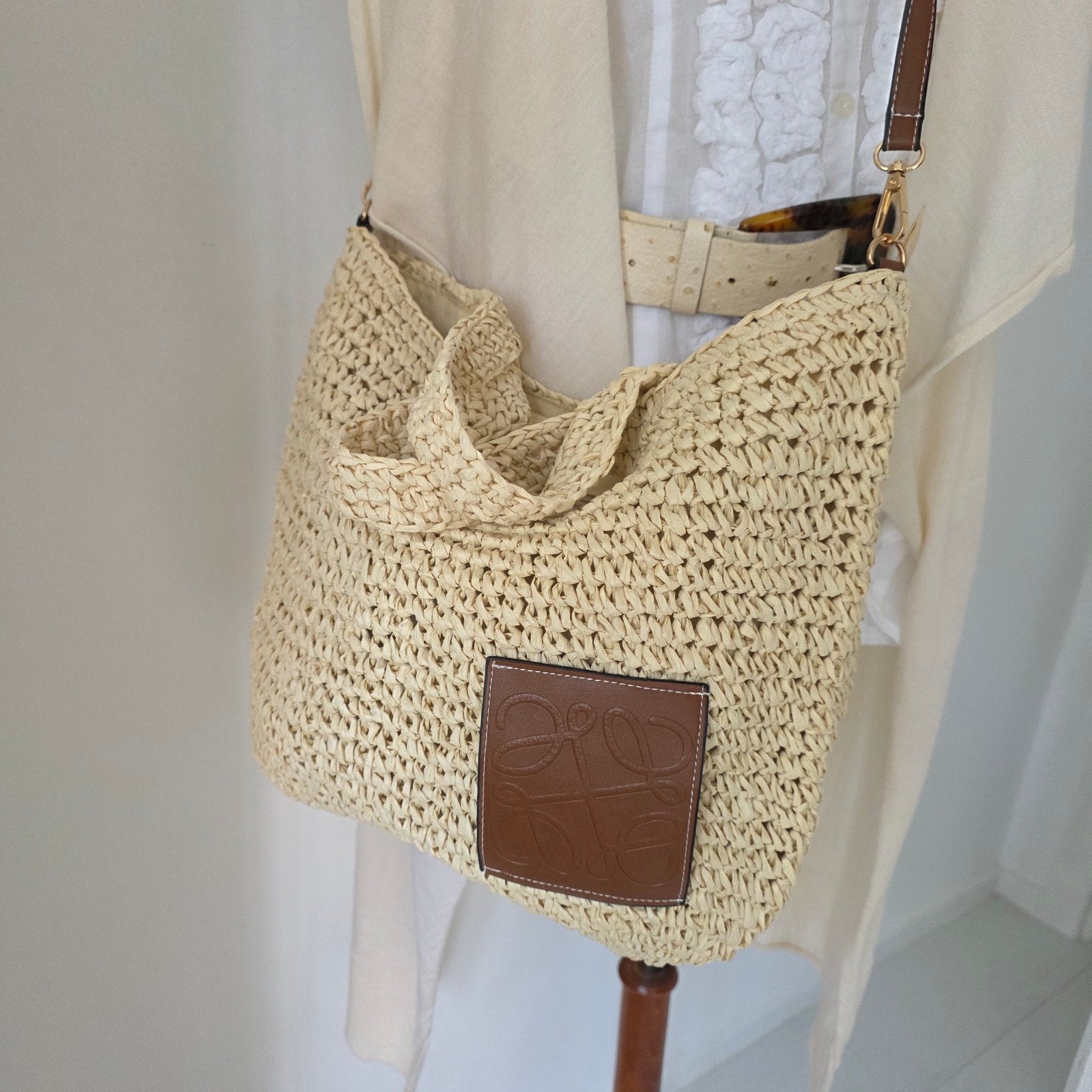 rieten tas/ strandtas, Verzenden, Nieuw, Beige, Shopper
