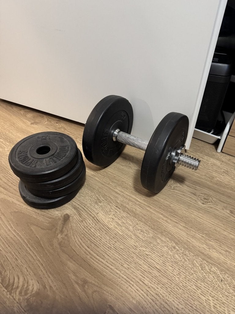 Verstelbare dumbbell met 20 kg halterschijven, Ophalen, Gebruikt, Dumbbell