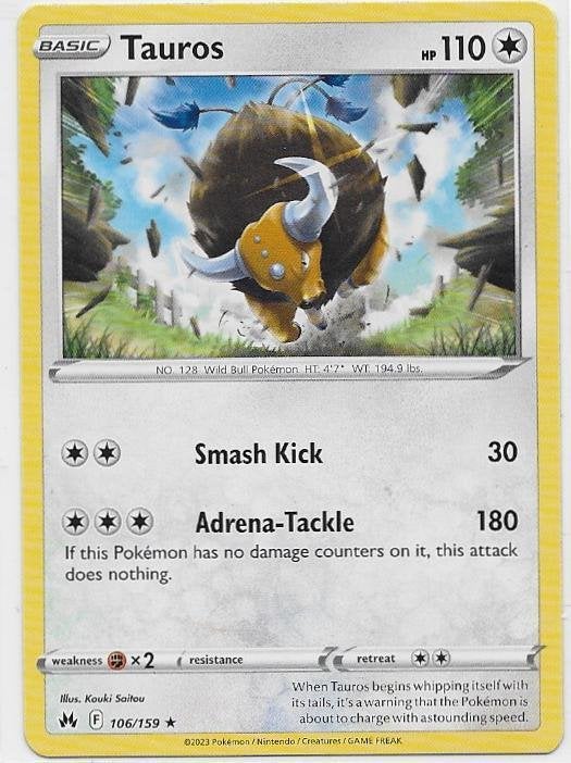 Crown Zenith,  Tauros [rare] 106/159, Verzenden, Nieuw, Losse kaart