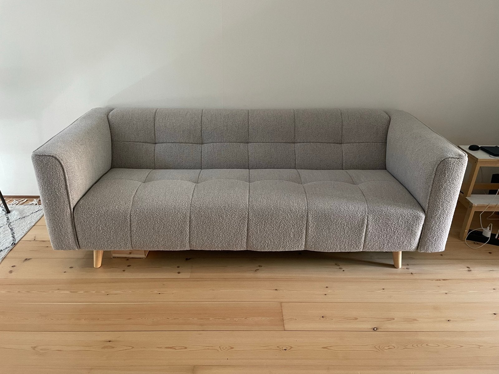 Beige bank -Scandinavische stijl(225x90x70cm) in goede staat, Ophalen, Gebruikt, Driepersoons, 75 tot 100 cm