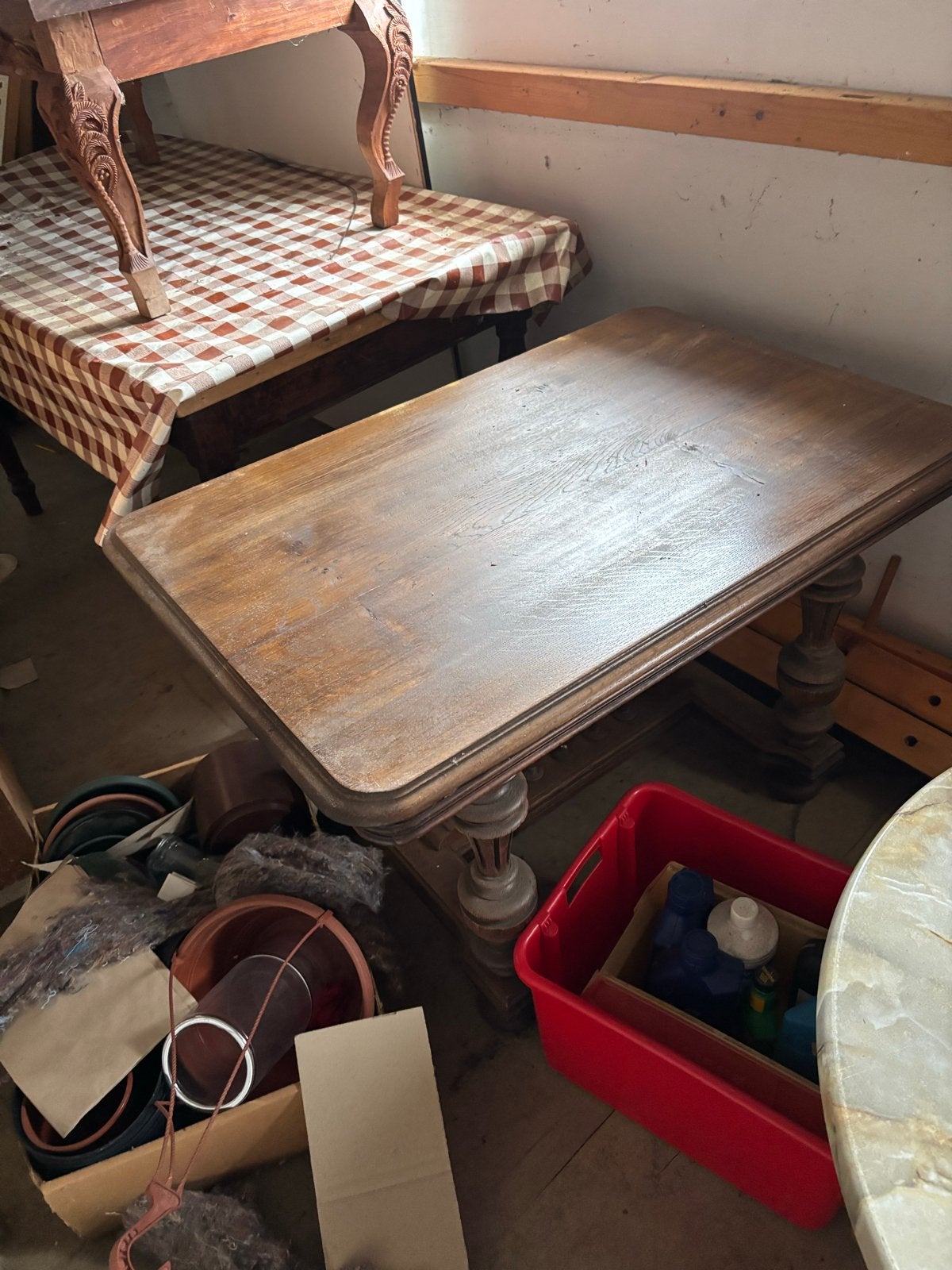 Antieke houten salontafel, Ophalen