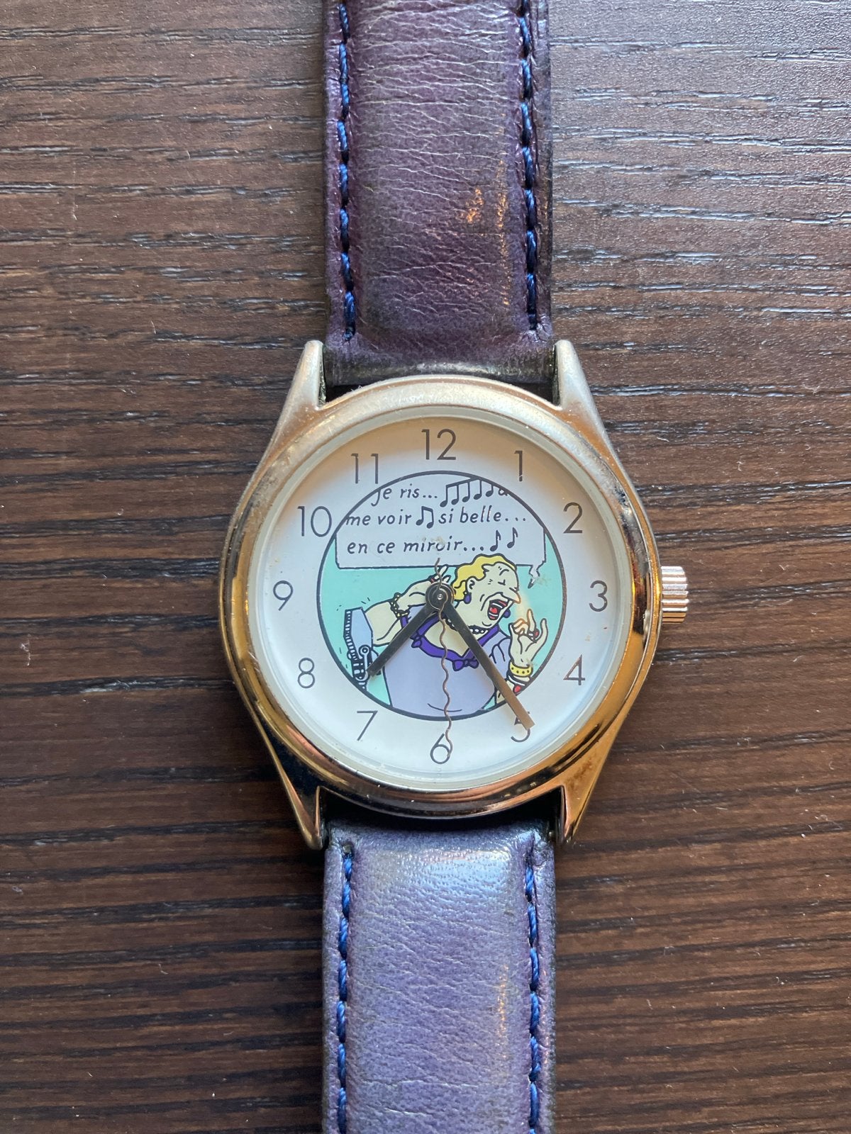 Vintage Kuifje horloge met Bianca Castafiore in blikken doos, Verzamelen, Ophalen of Verzenden, Kuifje, Zo goed als nieuw, Gebruiksvoorwerp