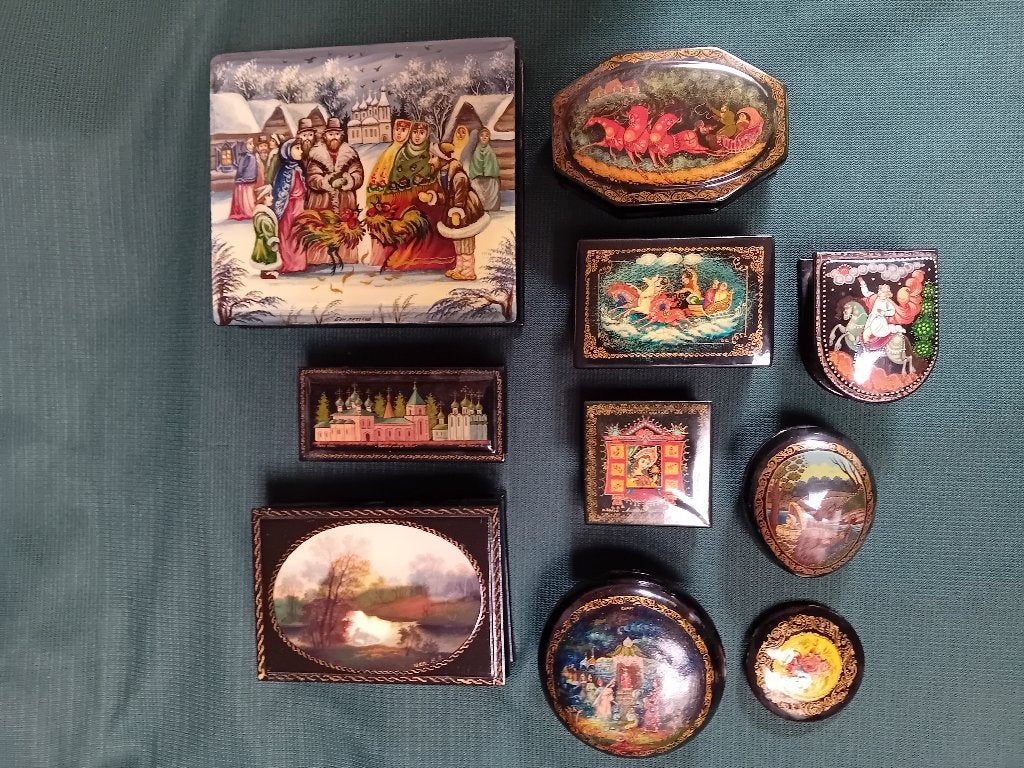Russische lakdozen., Antiek en Kunst, Ophalen of Verzenden