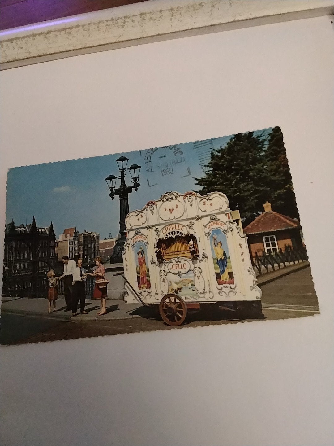 Oude ansichtkaart  AMSTERDAM met draaiorgel, Verzamelen, Ophalen of Verzenden, 1940 tot 1960, Noord-Holland