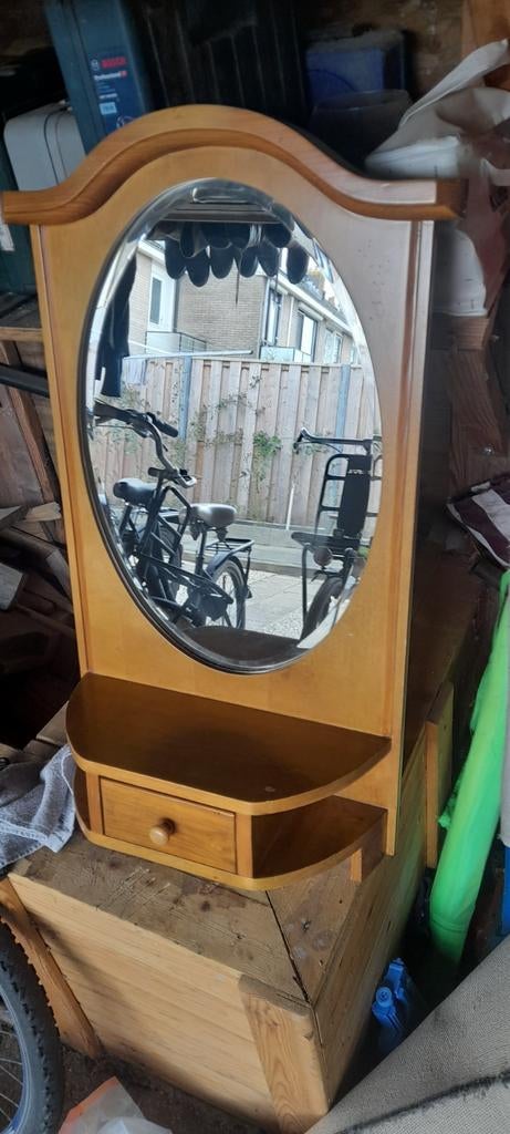 Spiegel met laadje, Huis en Inrichting, Tafels | Kaptafels, Gebruikt, Minder dan 100 cm, Hout, 50 tot 100 cm