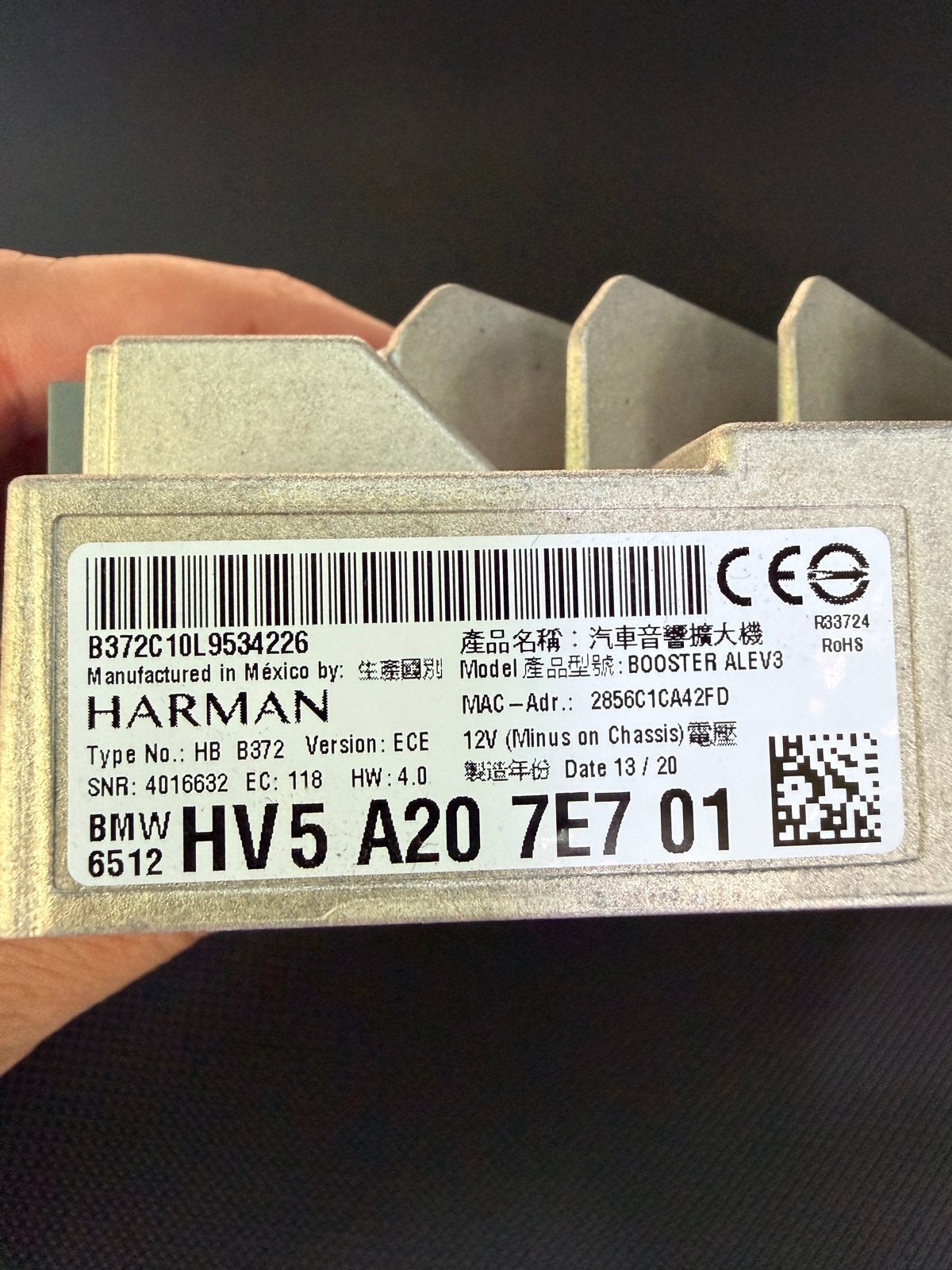 BMW Harman Kardon Booster Alev3 Versterker 6512HV5A207E701, Ophalen of Verzenden, Gebruikt, BMW