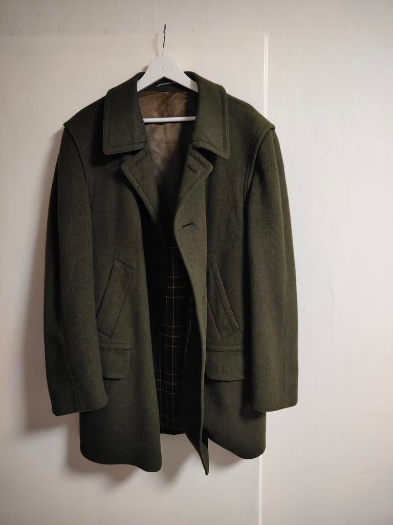 Heren jas van wol . kleur groen, Kleding | Heren, Ophalen of Verzenden, Zo goed als nieuw, Maat 52/54 (L), Groen