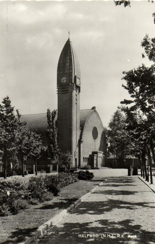 Halfweg [N.H.], R.K. Kerk - 1964 gelopen, Ophalen of Verzenden, 1960 tot 1980, Gelopen, Noord-Holland