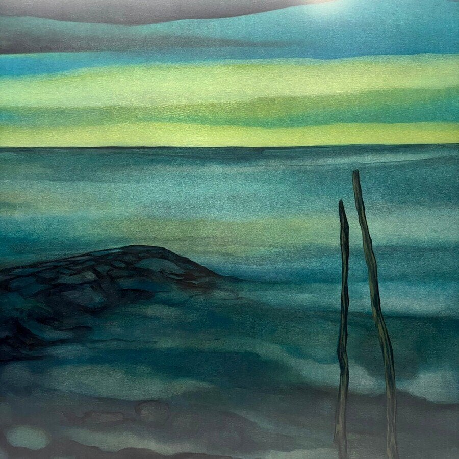 Jan Murk de Vries (1919-2015) gezicht op zee-achtig, Ophalen of Verzenden