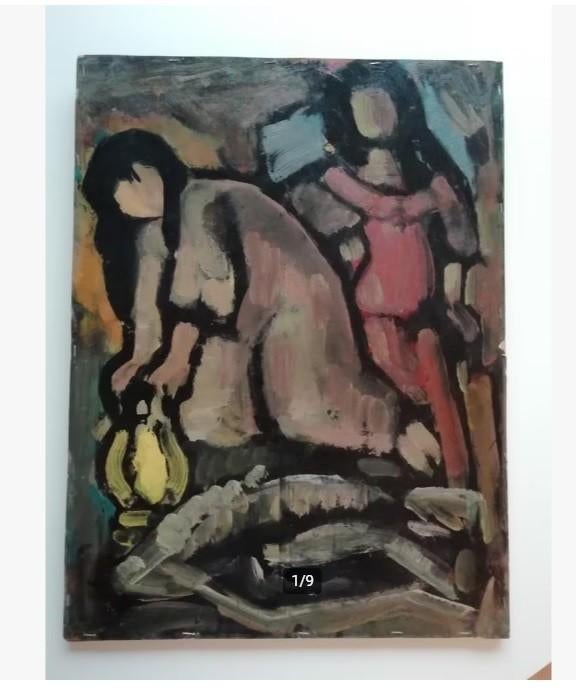 Expressionistisch Portret van 2 vrouwen, Antiek en Kunst, Kunst | Schilderijen | Klassiek, Ophalen of Verzenden