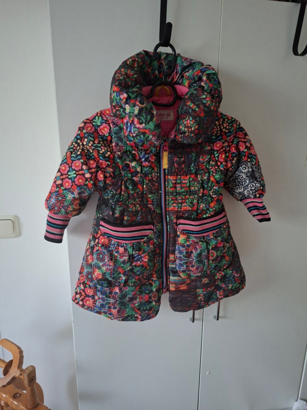 Mimpi Herfst/Winterjas Maat 98 - Kleurrijk en Warm, Ophalen of Verzenden, Gebruikt, Mimpi, Meisje