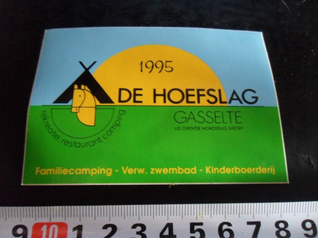 sticker gasselte 1995 camping zwembad restaurant DE HOEFSLAG, Ophalen, Zo goed als nieuw