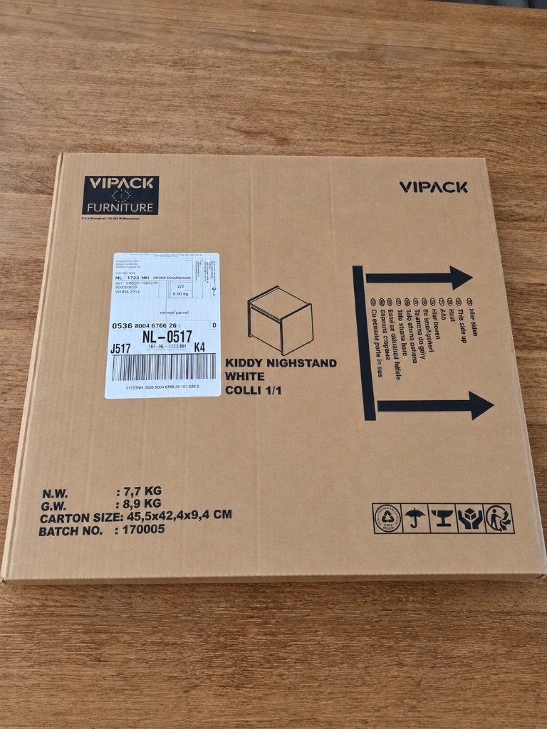 Vipack Nachtkastje wit, Minder dan 45 cm, Nieuw, Ophalen of Verzenden, Minder dan 55 cm