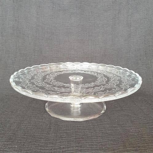 Vintage ca. 1980's Glazen taartstandaard, Ophalen of Verzenden, Gebruikt
