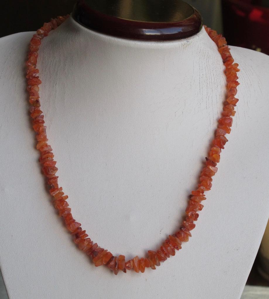 Prachtige ketting met Carneool kralen oplopend, Sieraden, Tassen en Uiterlijk, Kettingen, Verzenden, Nieuw, Oranje, Steen of Mineraal