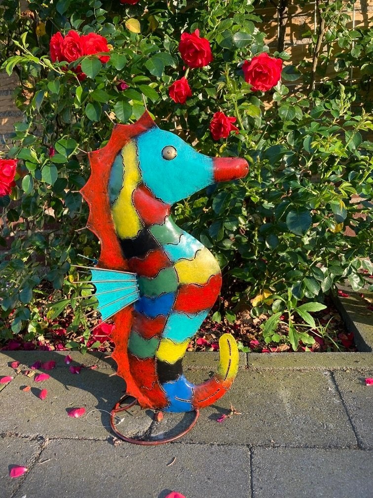ZEEPAARD METAAL HANDMADE met waxinehouder 48 CM, Antiek en Kunst, Curiosa en Brocante, Ophalen of Verzenden