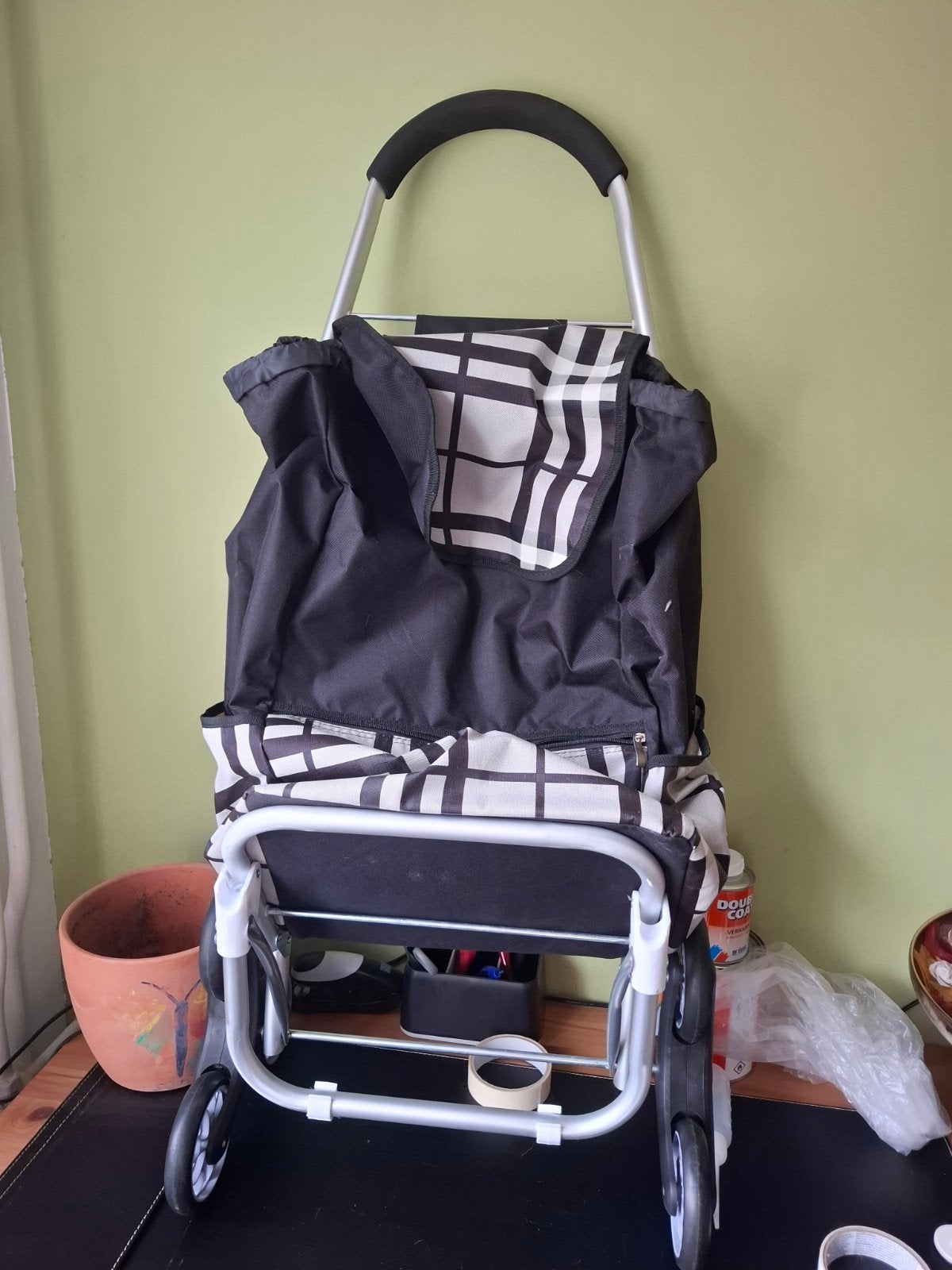 Boodschappen trolley, 30 cm of meer, Zwart, Zo goed als nieuw, Wieltjes