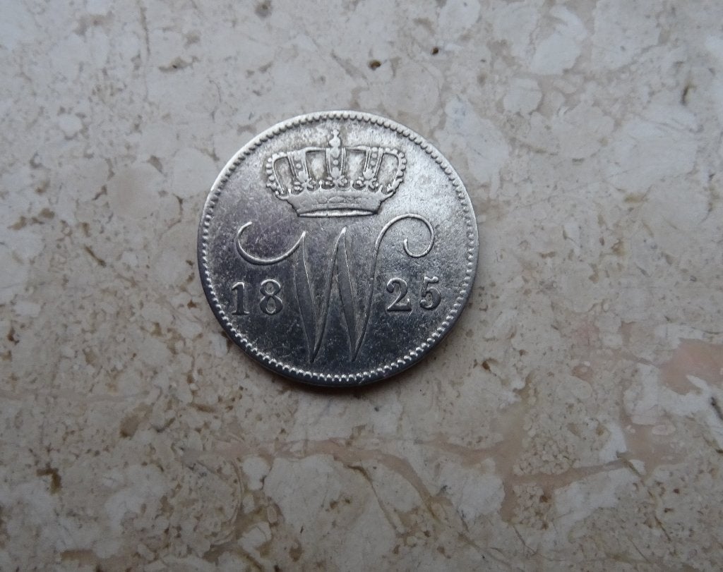 25 cent 1825U, Postzegels en Munten, Munten | Nederland, Verzenden, Zilver, 25 cent, Koning Willem I