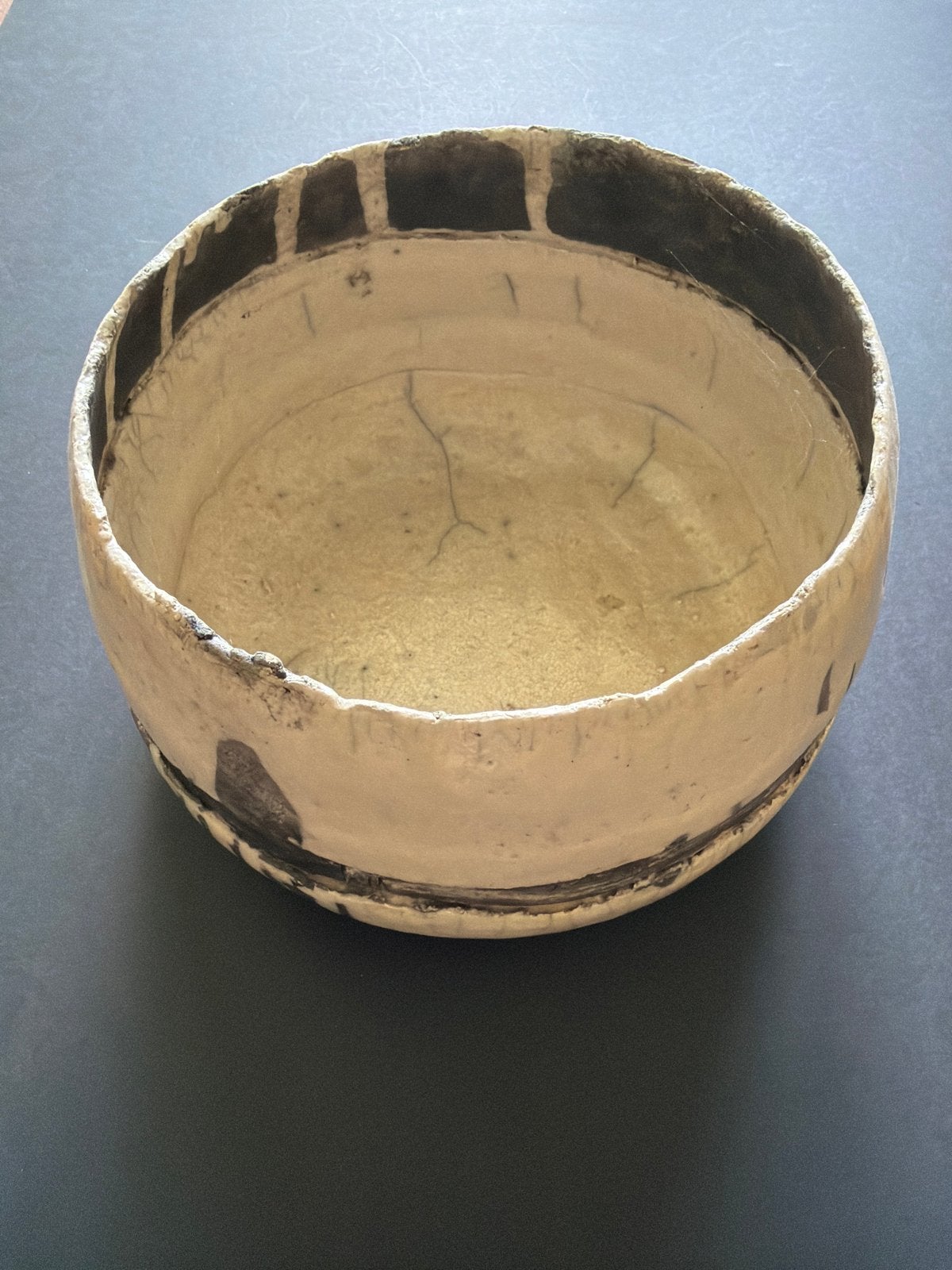 Grote handgemaakte Raku gebakken kom, 15x23 cm, Ophalen of Verzenden