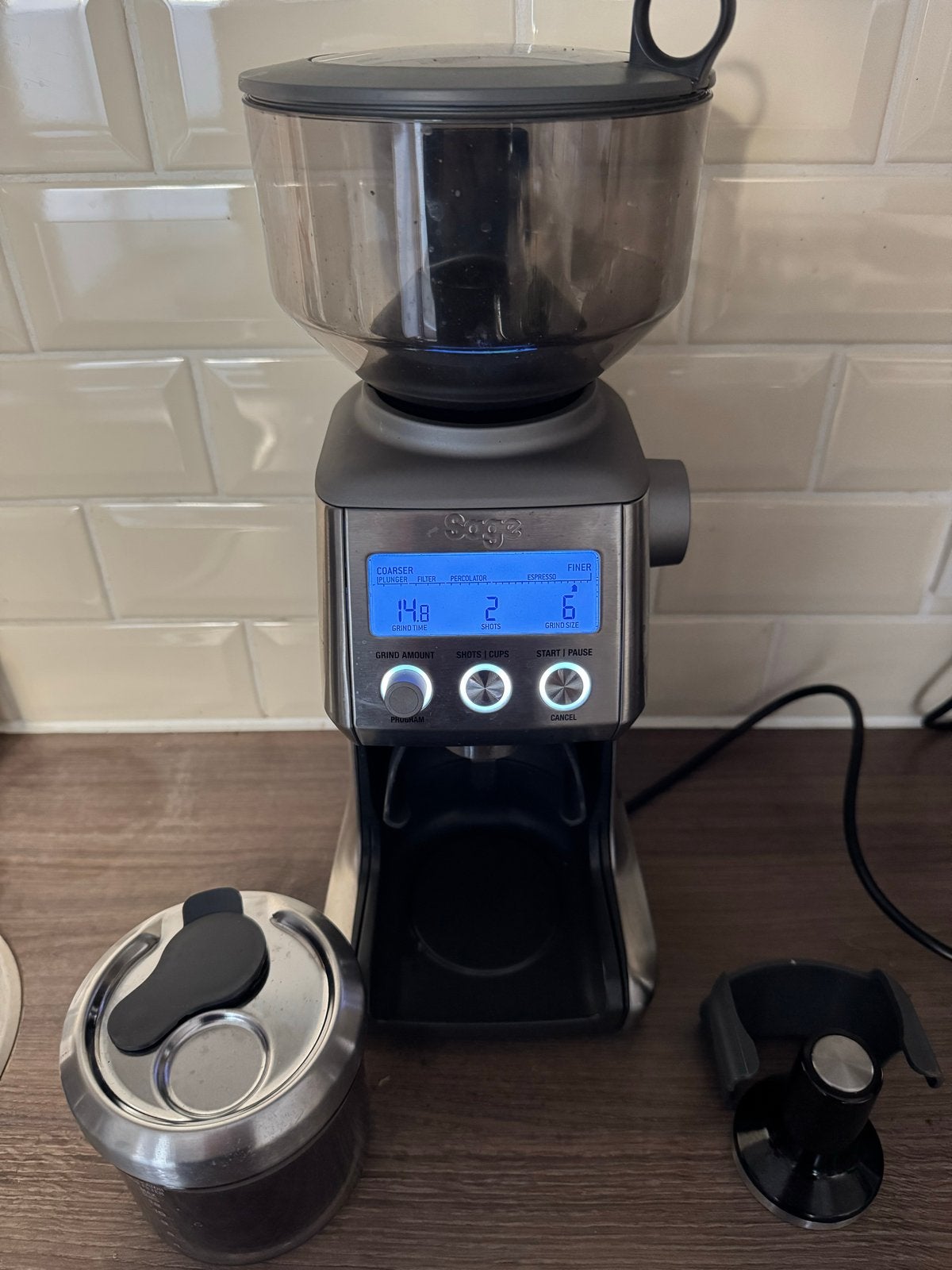 SAGE The Smart Grinder Pro - Koffiemolen - Zilver, Ophalen of Verzenden, Gebruikt, Overige modellen, Koffiebonen