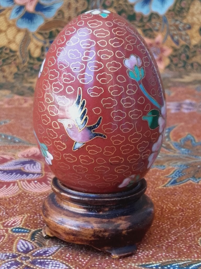 Mooi oud Chinees ei van cloisonne met bloemen 8,7 cm., Handgemaakt, Overige typen, China, Meerkleurig