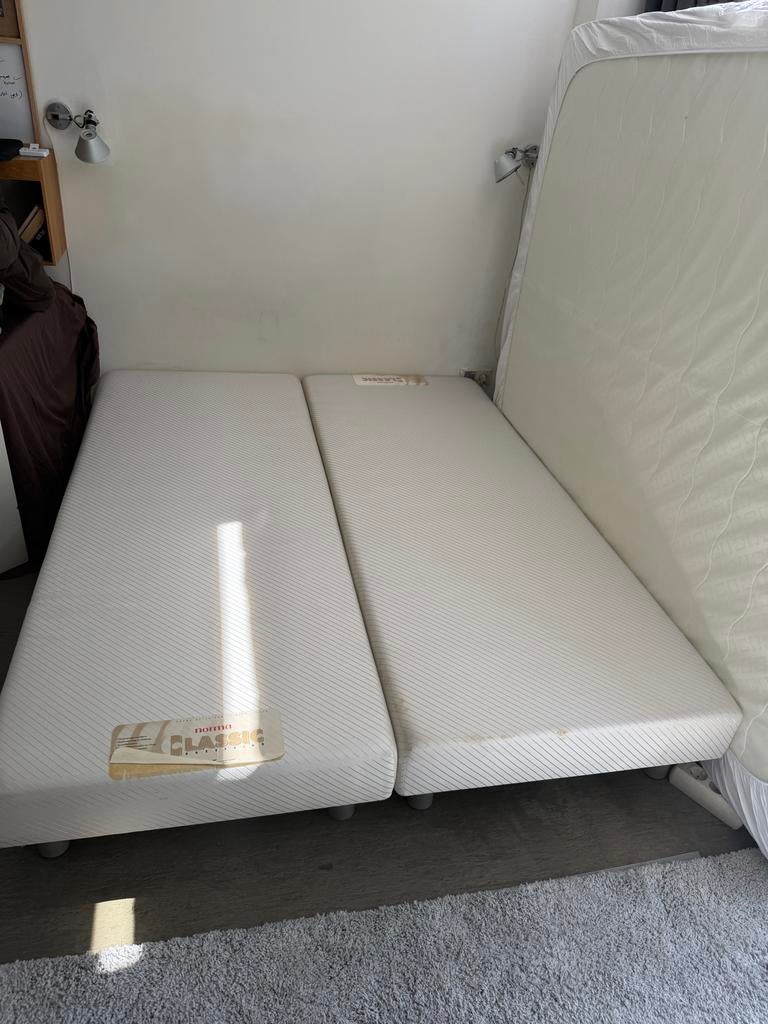 Boxspring 160x200 (twee 80x200 bedden), Huis en Inrichting, Slaapkamer | Boxsprings, Ophalen, Gebruikt, Tweepersoons, 200 cm