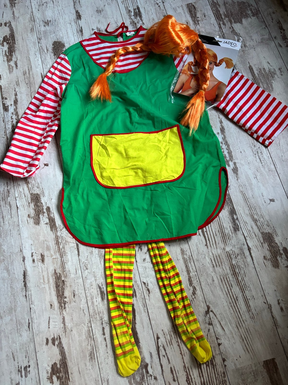 Pippi Langkous carnavalspak incl. pruik en panty, Kleding | Dames, Carnaval, Maat 42/44 (L), Ophalen of Verzenden, Kleding