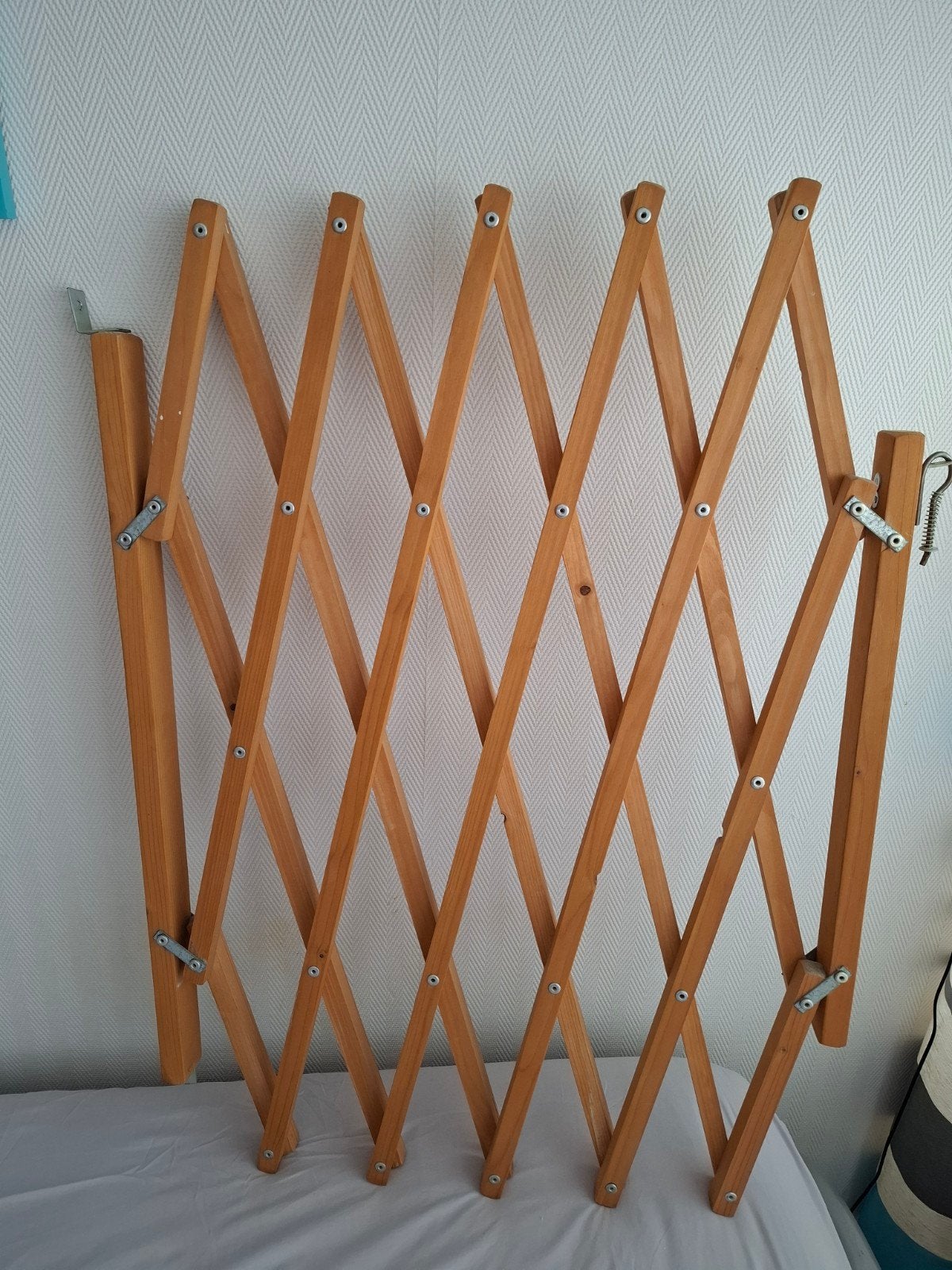 Uitschuifbaar houten traphekje, Ophalen, Gebruikt, Hout, 100 tot 115 cm