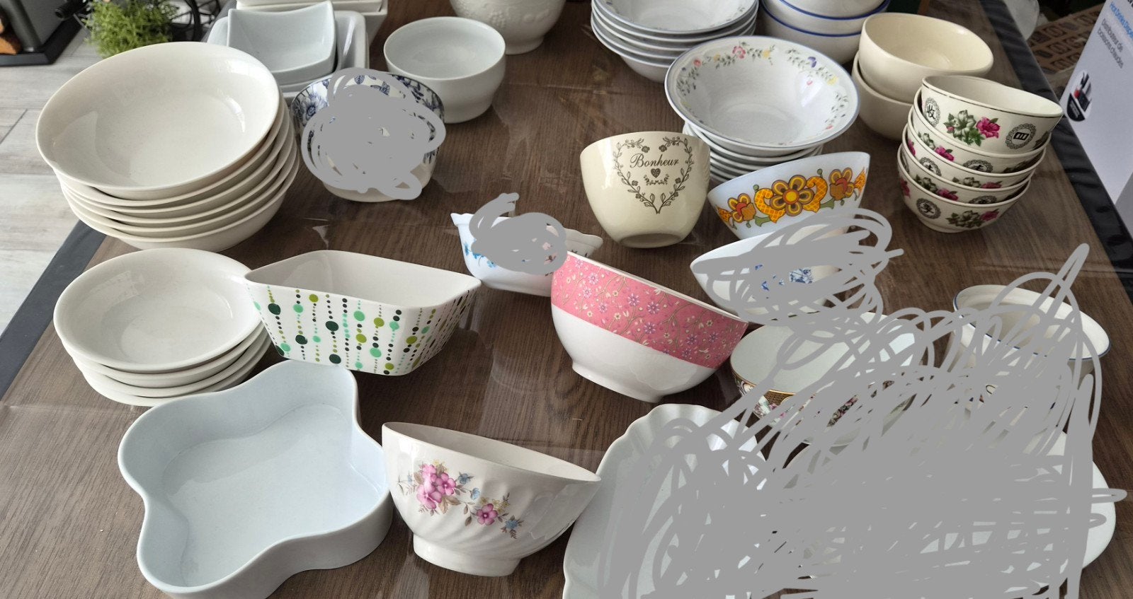 Schaaltjes, Kommen met print en effen
max 18 cm breed, Ophalen, Zo goed als nieuw, Vintage, Kom(men)