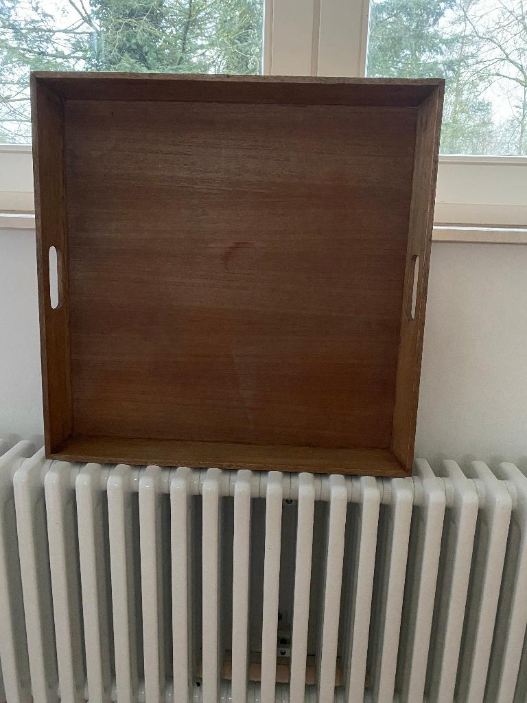 Houten dienblad vierkant 57x60 cm, Ophalen, Zo goed als nieuw, Vierkant, Hout
