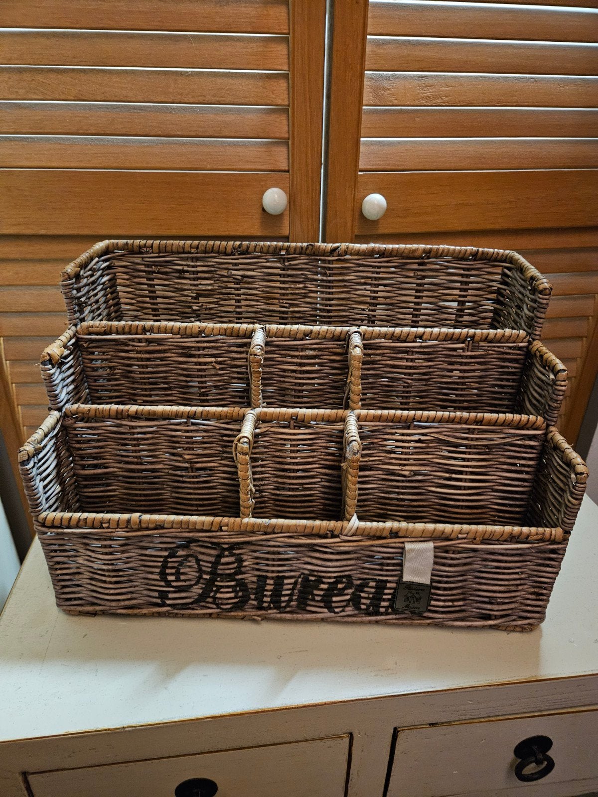 Riviera maison Rattan Bureau Organizer, Vintage, Ophalen of Verzenden, Zo goed als nieuw, Natuurlijk materiaal