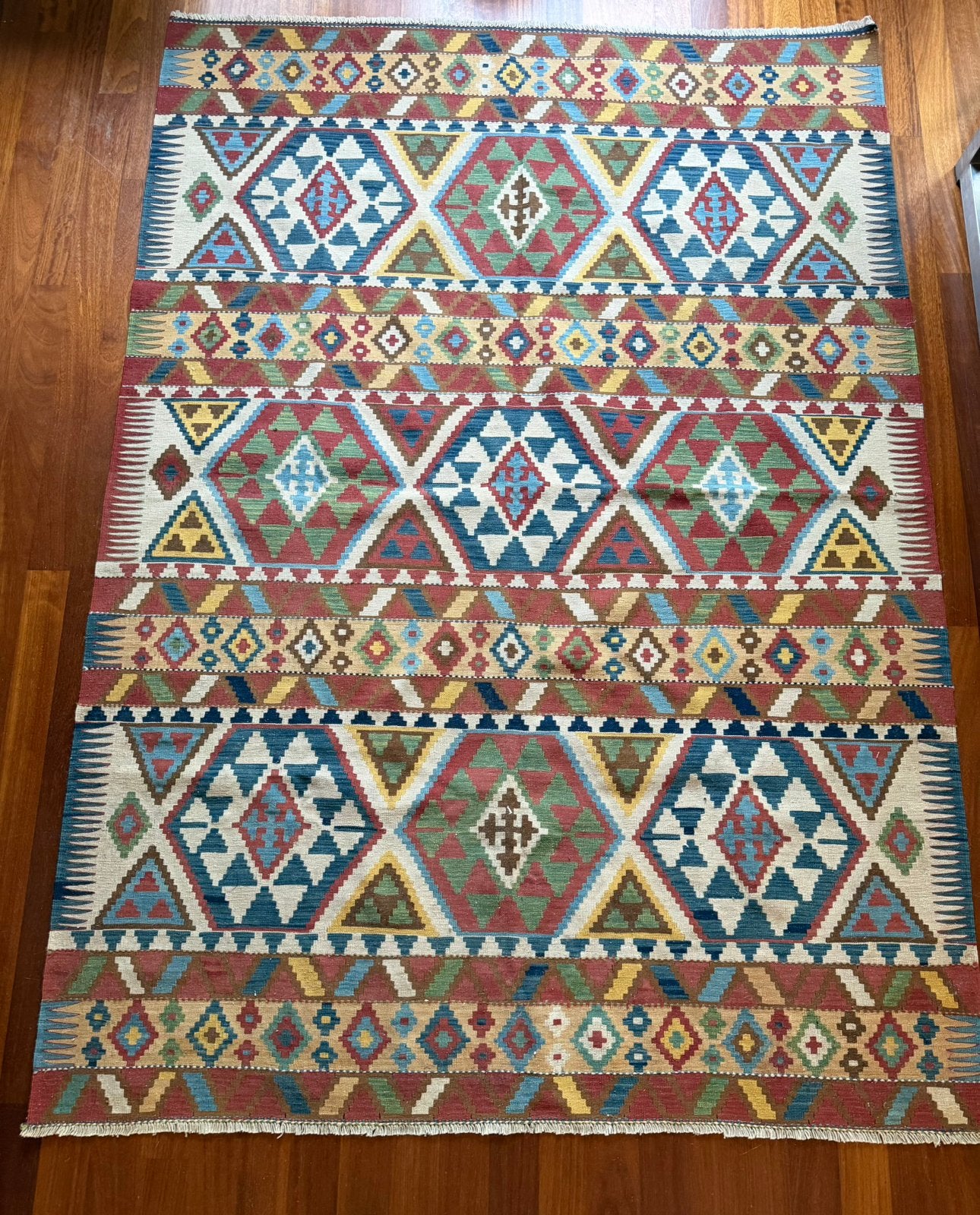 Originele Afghaanse Kelim (Kilim) Vloerkleed – 248 x 178 cm, 150 tot 200 cm, 200 cm of meer, Ophalen of Verzenden, Zo goed als nieuw