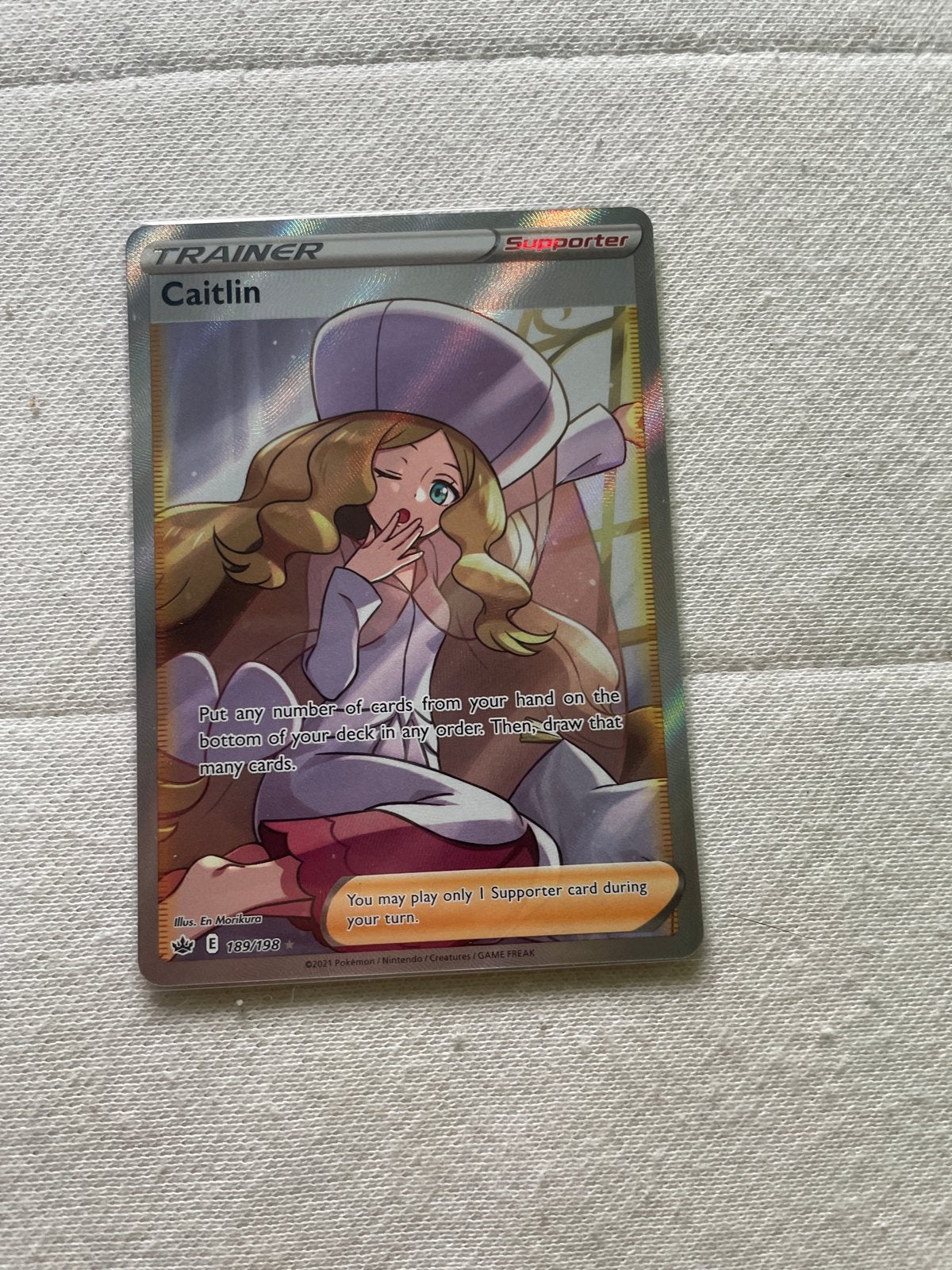 Pokémon TCG Caitlin Supporter Full Art 189/198, Ophalen of Verzenden, Zo goed als nieuw, Losse kaart