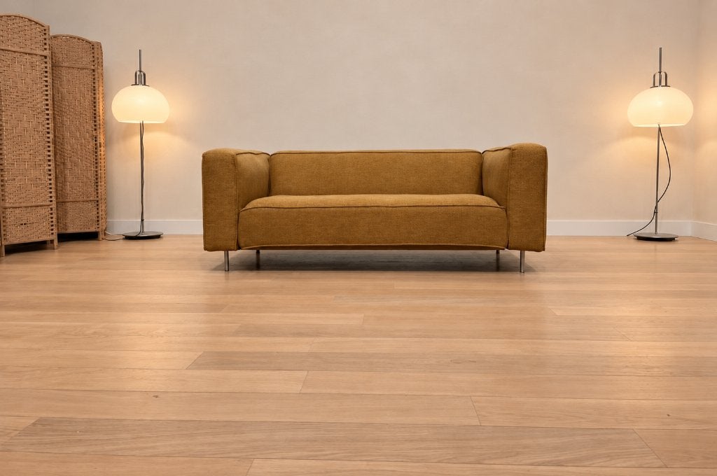NIEUW Gelderland 2,5-Zits Okergeel + GARANTIE | NP €5.750, 75 tot 100 cm, Www.designplaats.nl, Rechte bank, Stof