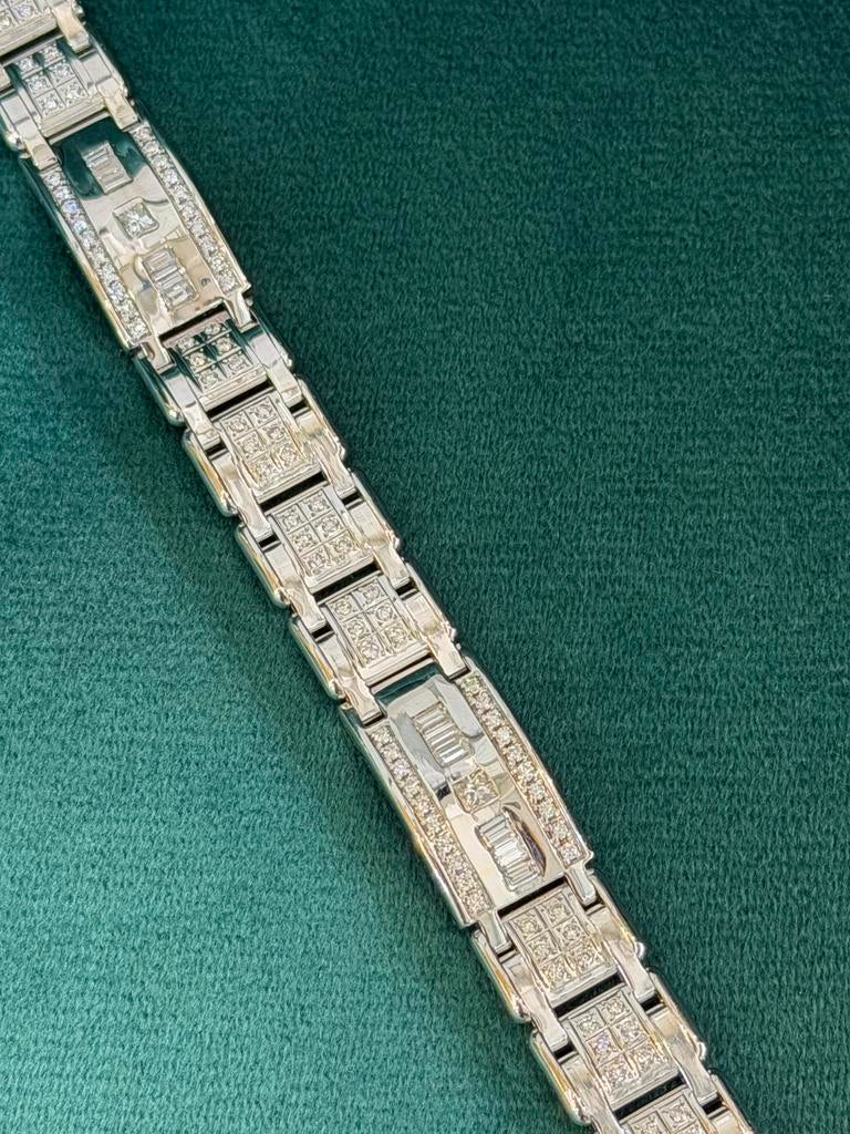 18KT Wit Goud- 79.78 Gram - Armband -Diamanten -Herenarmband, Sieraden, Tassen en Uiterlijk, Armbanden, Ophalen, Nieuw, Wit, Goud