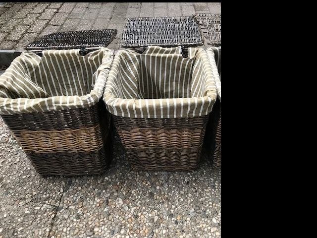 2 Rieten mandjes met deksel, Ophalen, Gebruikt, Mand, Riet