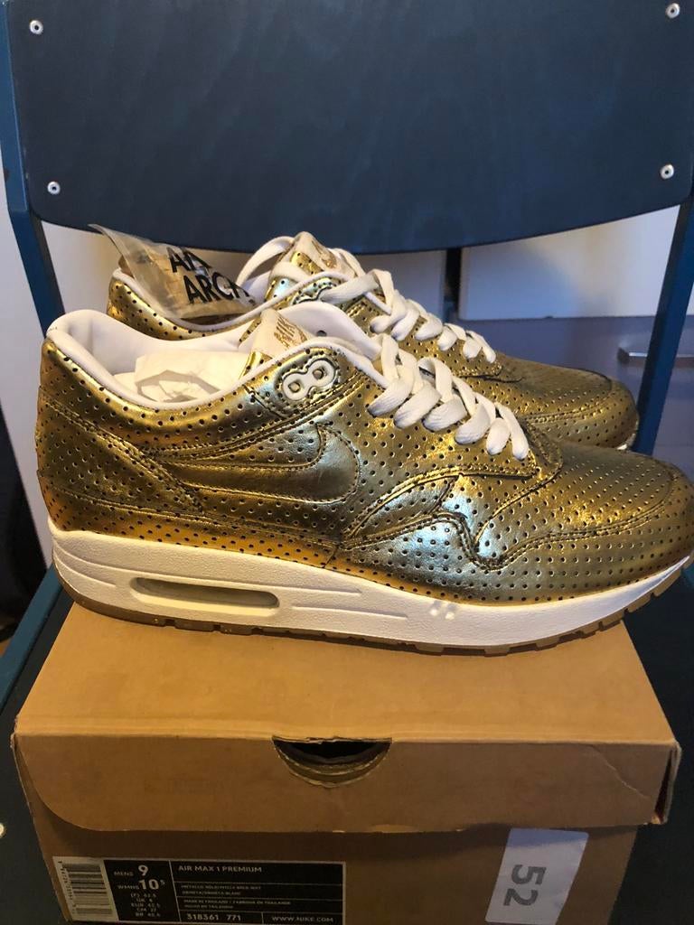 Nike Air Max 1 NIEUWE US 9 42,5 Olympic Gold, Overige kleuren, Nieuw, Ophalen of Verzenden, Sneakers of Gympen