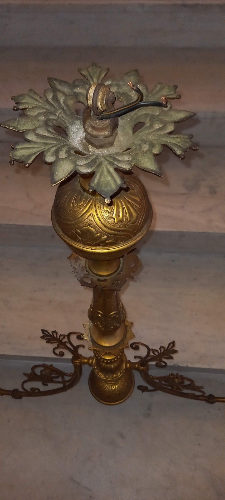 antieke lamp Lucien Francois, Ophalen, Koper of Brons