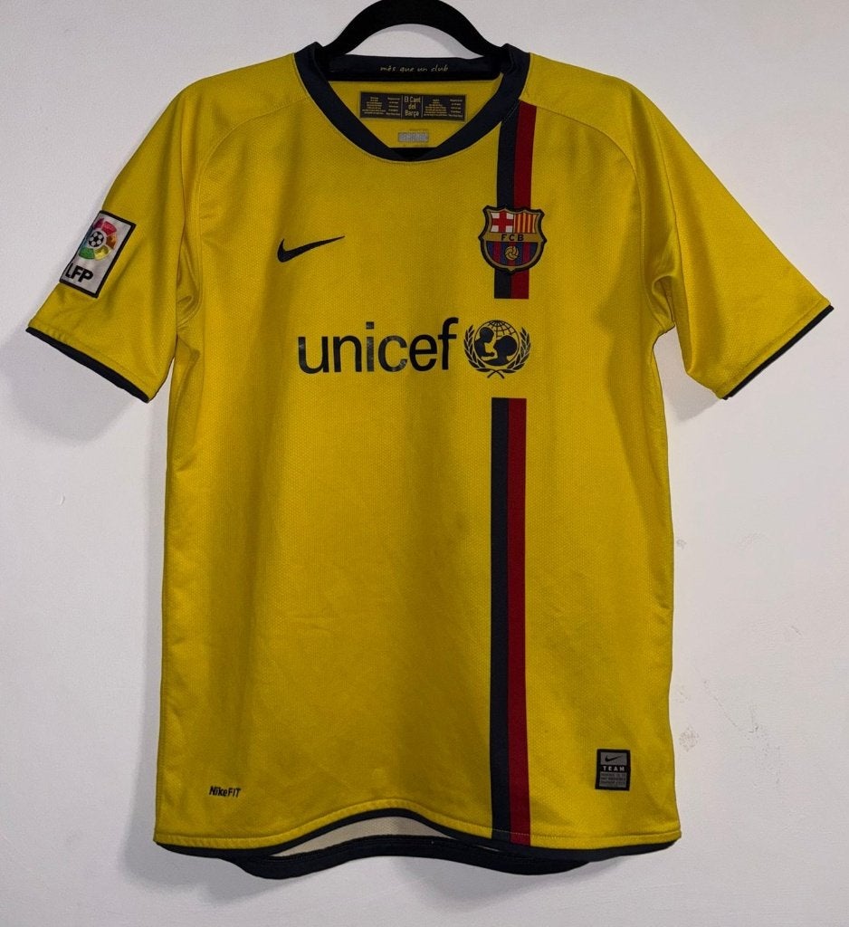 Origineel Barcelona 2008-09 uit shirt - Maat XL (jr) - 7/10, Geel, Nike, Maat 56/58 (XL), Ophalen of Verzenden