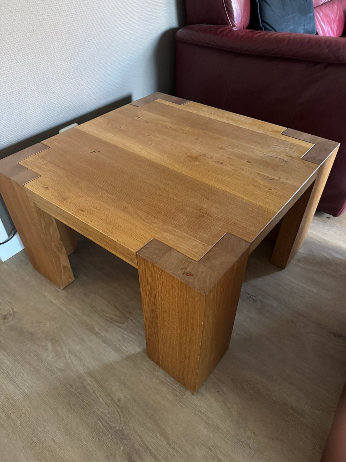 Zwaar blank eiken tafel in nette staat, Huis en Inrichting, Ophalen, Gebruikt, Modern en strak, 50 tot 100 cm