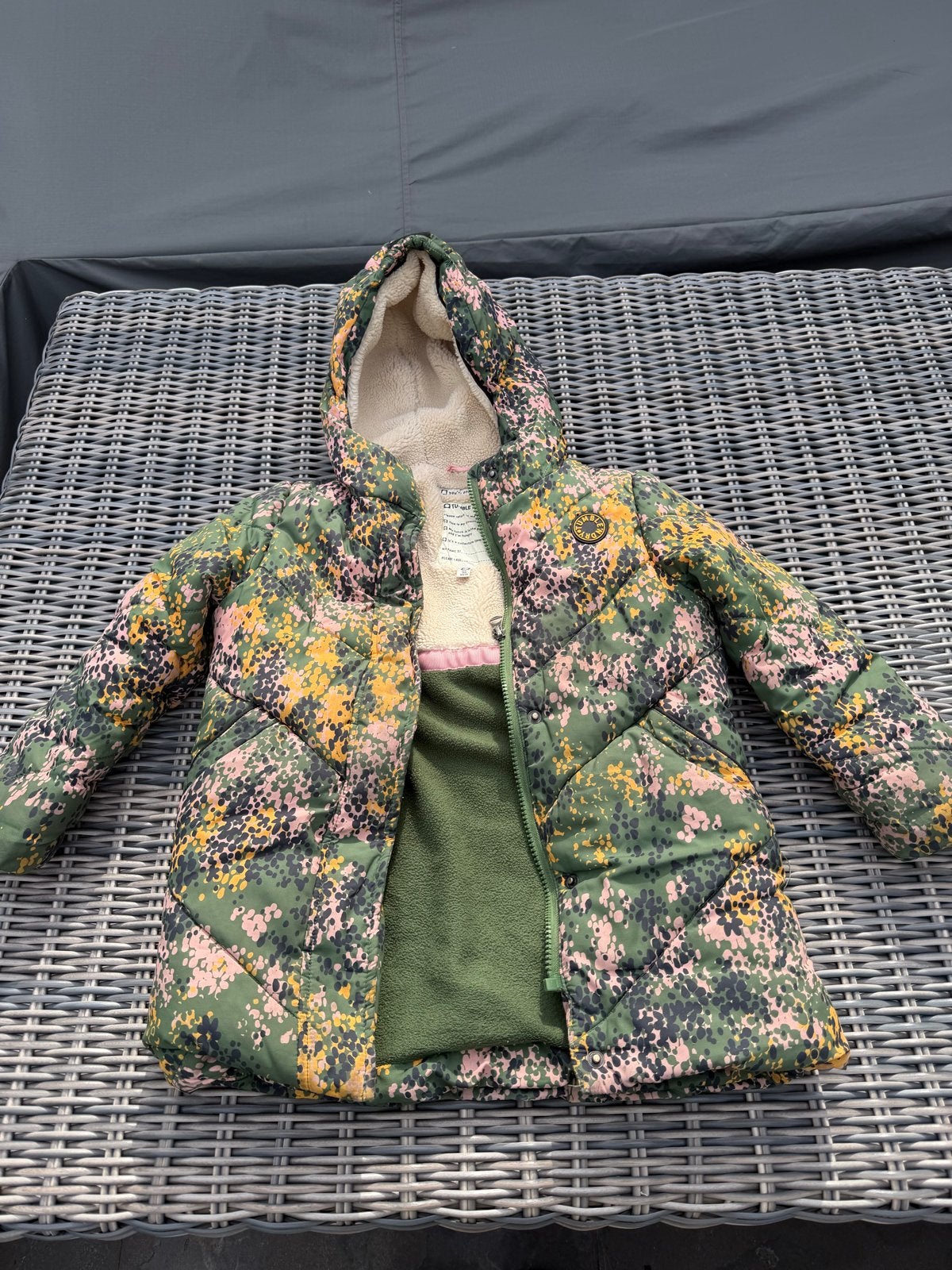 Tumble 'N Dry stoere winterjas  - Groen met print maat 104, Ophalen of Verzenden, Zo goed als nieuw, Meisje