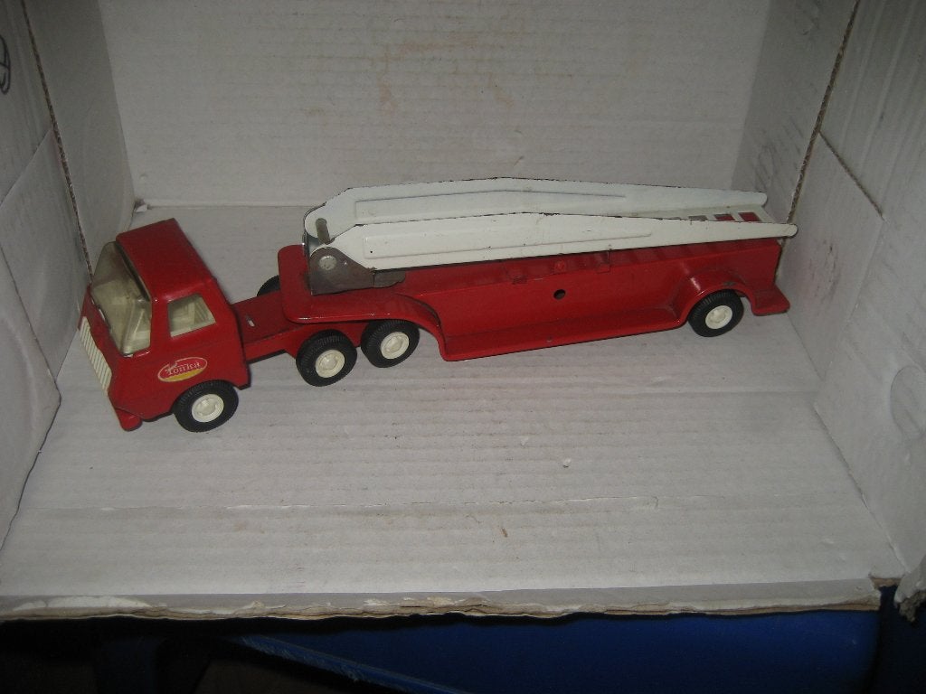 Tonka Brandweer ladderwagen met oplegger, Ophalen of Verzenden, Gebruikt