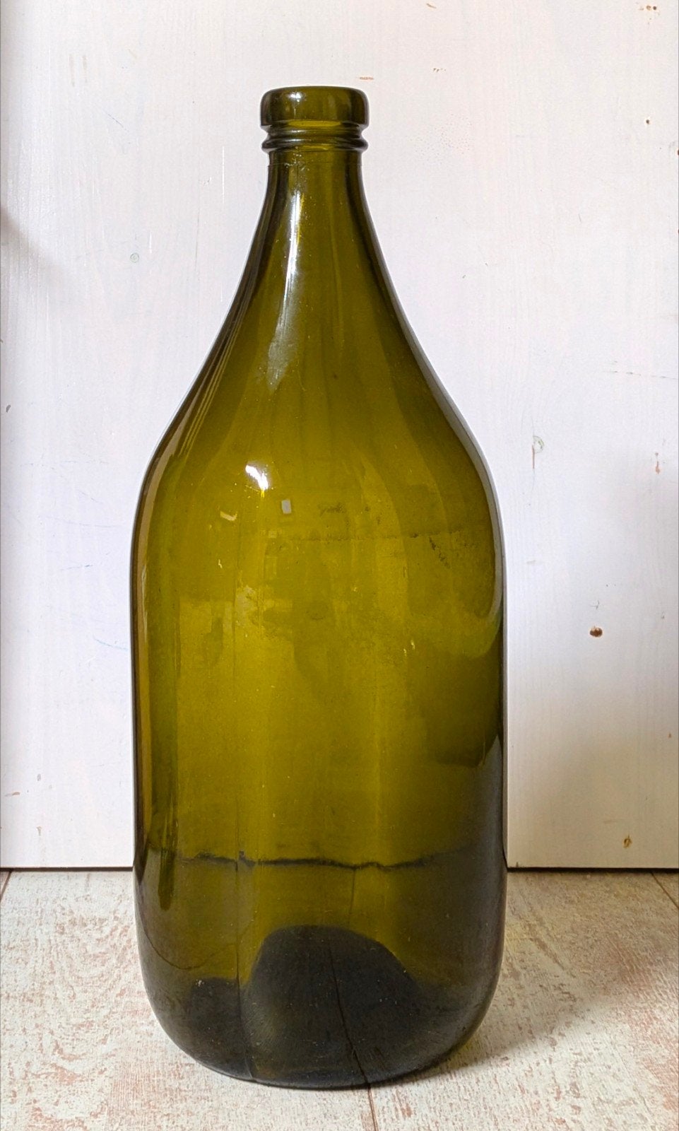 Grote groene glazen fles - 42cm hoog, Ophalen of Verzenden