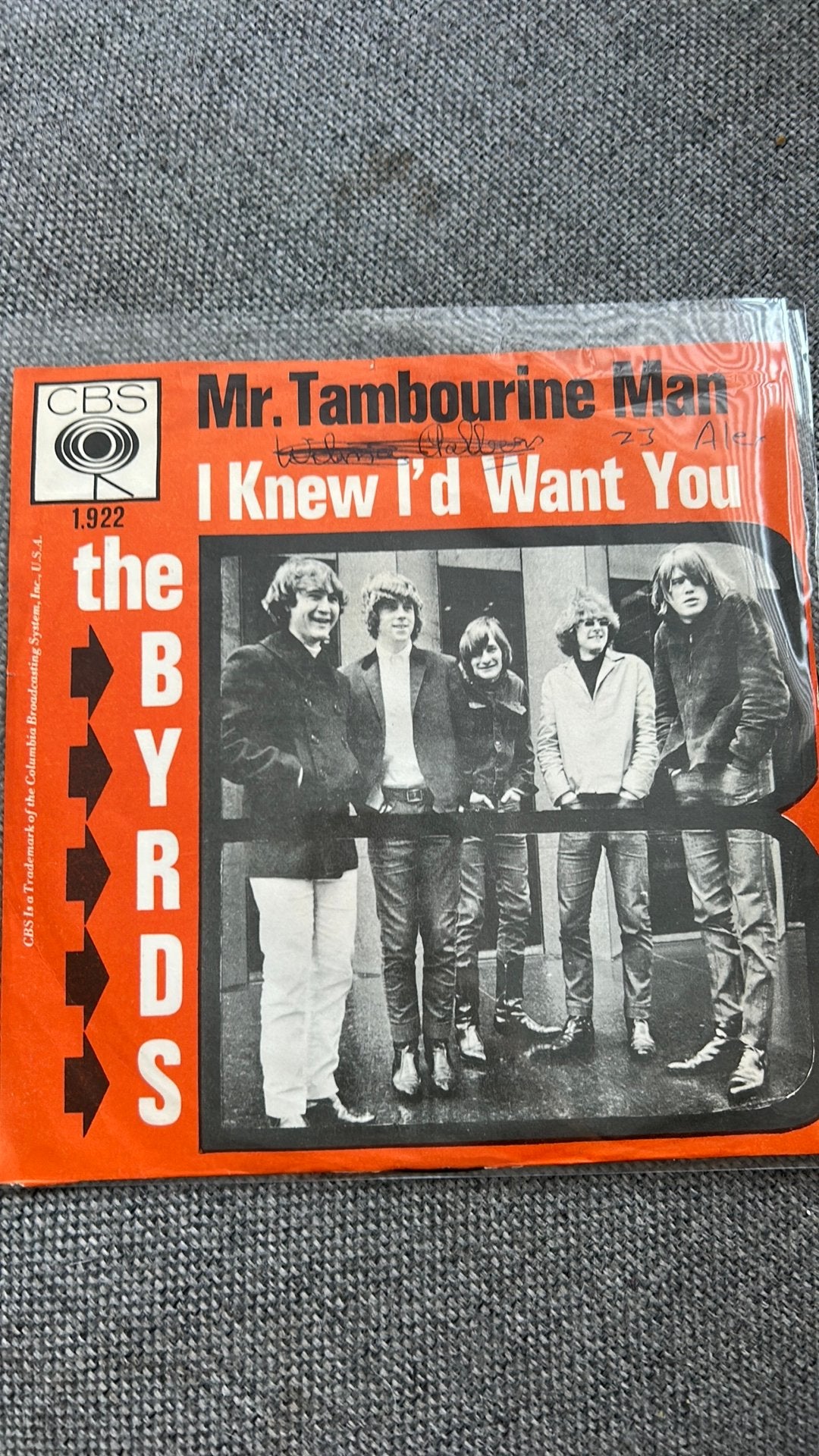 The Byrds Mr. Tambourine Man, Ophalen of Verzenden, Zo goed als nieuw, 7 inch, Pop